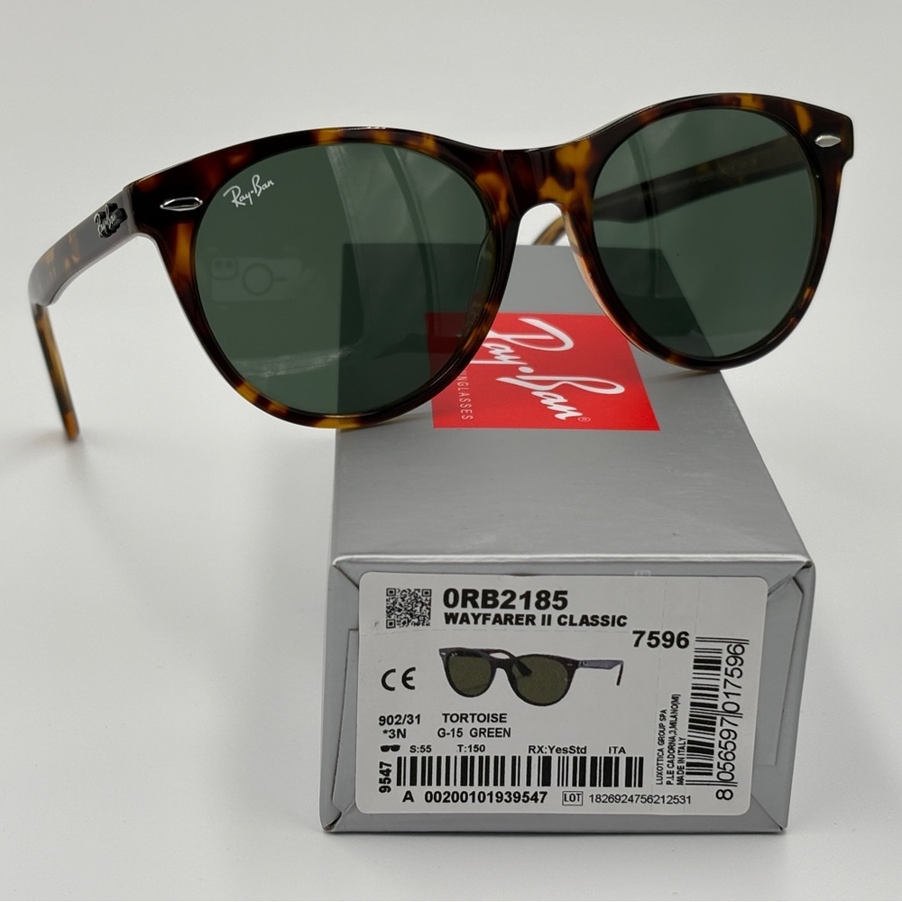 Ray-Ban Sunglasses RB2185 Tortoise Green G15 52-150 902/31 - Picture 3 of 9